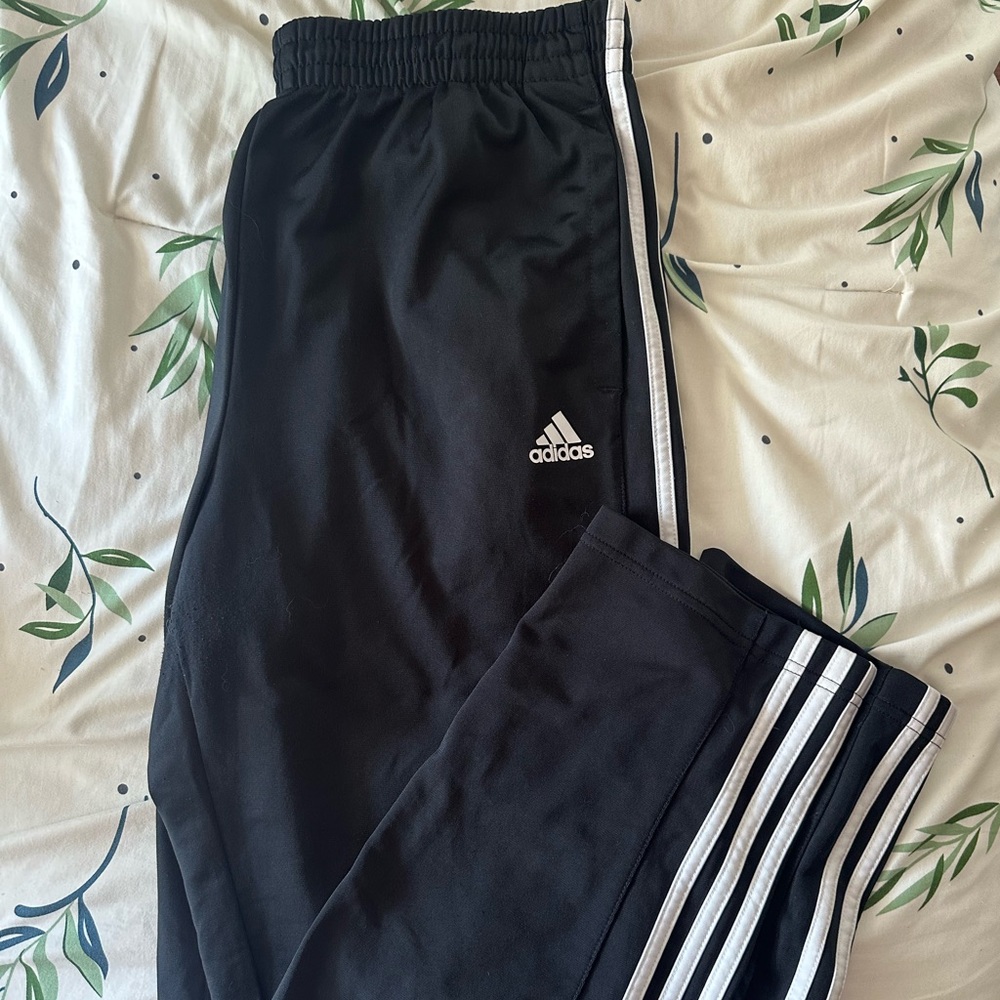 Adidas Black Joggers Track Pants with White Stripes